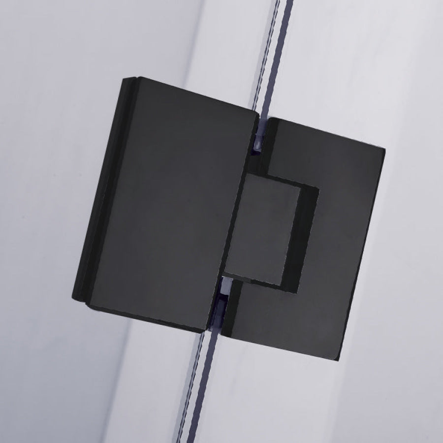 800~1150Mm Diamond Shape Shower Screen Pivot Door Matt Black Frameless 10Mm Glass 2000Mm Height