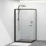 800-1200Mm Square / Rectangle Shower Screen Black Semi-Frameless Double Sliding 6Mm Glass 1900Mm