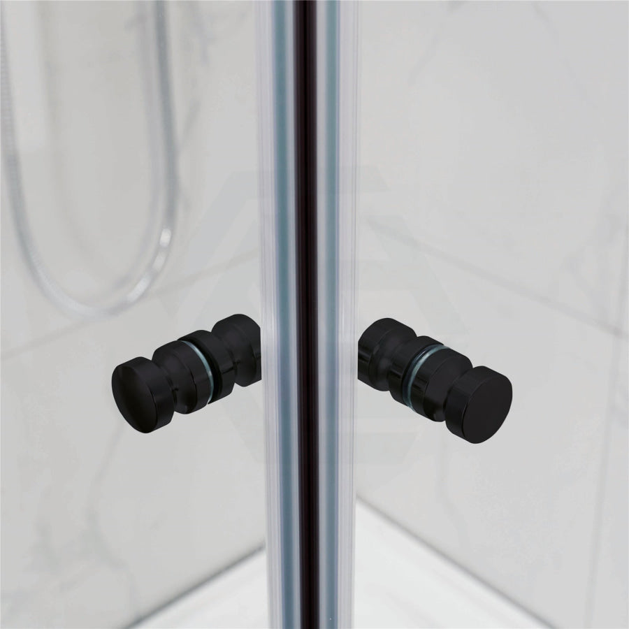 800-1200Mm Square / Rectangle Shower Screen Black Semi-Frameless Double Sliding 6Mm Glass 1900Mm