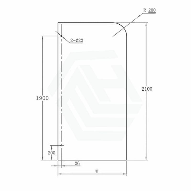 900/1000/1200X2100Mm Frameless Curved Corner Shower Screen Single Door Fixed Panel 10Mm Glass With