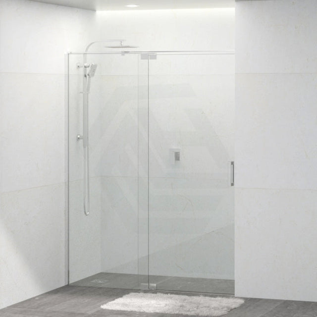 Tempered Glass Shower Screen Wall To Wall Pivotal Door Frameless Chrome