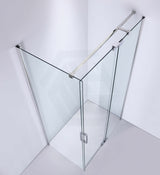 800-900X2000Mm L Shape Frameless Shower Screen Adjustable Pivotal Door Chrome Hardwares 10Mm Glass