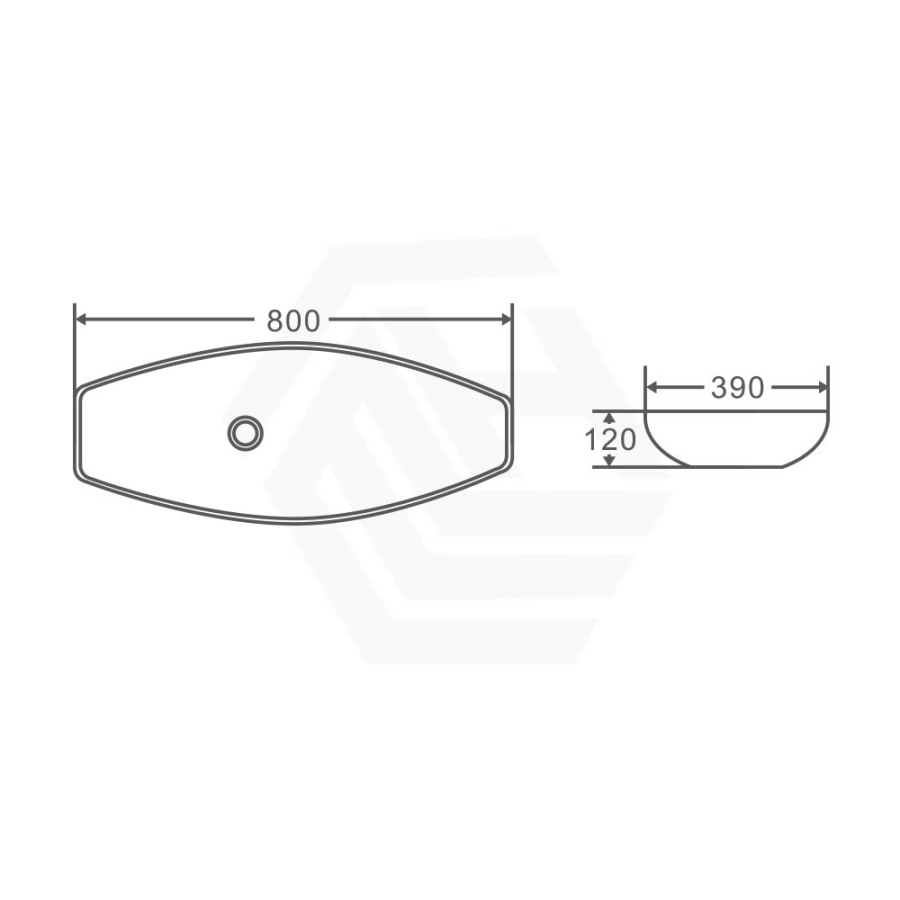 800X390X120Mm Above Counter Ceramic Basin Gloss White Special Shape Basins