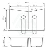 800X500X220Mm Carysil White Double Bowl Granite Kitchen Laundry Sink Top/flush Mount