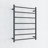 800X600X121.8Mm Round Matt Black Electric Heated Towel Rack 7 Bars