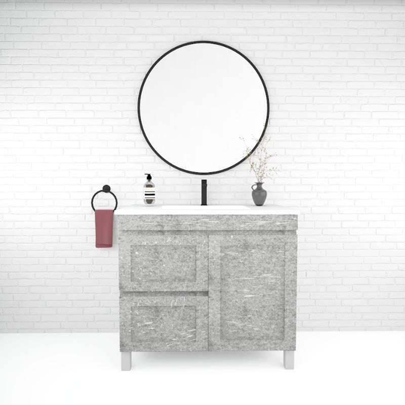 882X450X820Mm Boston Freestanding With Legs Bathroom Vanity Concrete Grey Shaker Style Left / Right