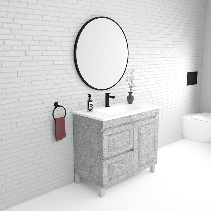 882X450X820Mm Boston Freestanding With Legs Bathroom Vanity Concrete Grey Shaker Style Left / Right