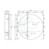 800X800X140Mm Round Pencil Edge Mirror Wall Hung Shaving Cabinet Matt White Cabinets