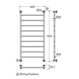 Fienza Lillian Heated Towel Rail 600Mm 4/6/9 Bars Chrome Rails