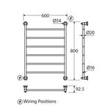 Fienza Lillian Heated Towel Rail 600Mm 4/6/9 Bars Chrome Rails