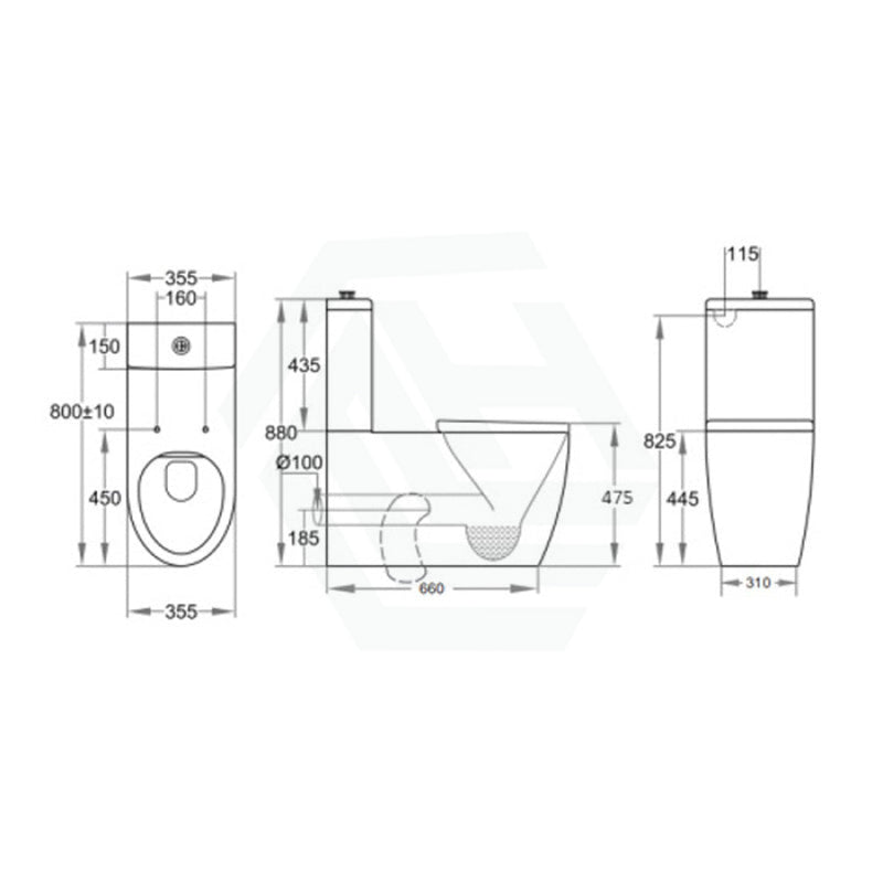 810X355X880Mm Asta Special Care Rimless Disabled Toilet Suite Back To Wall S Trap P Single Flap