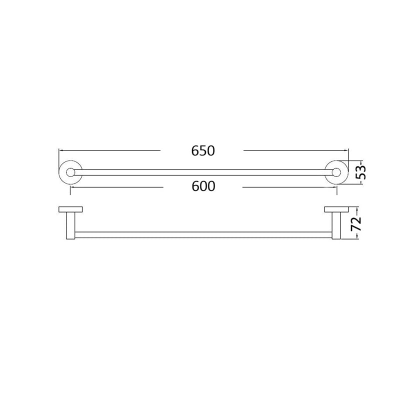 N#1(Nickel) Otus 600/750Mm Round Brushed Nickel Single Towel Rail 600Mm Rails