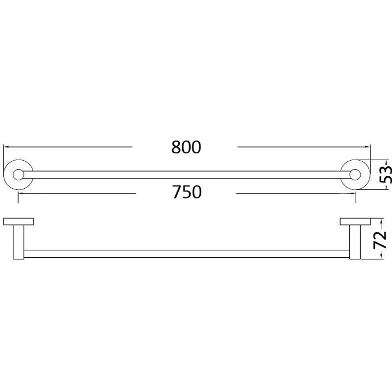 N#1(Nickel) Otus 600/750Mm Round Brushed Nickel Single Towel Rail 750Mm Rails