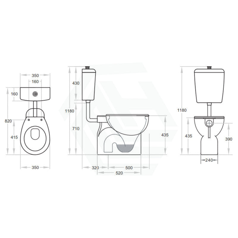 820X350X1180Mm Special Care Toilet Suite Disabled Box Rim Flushing Ceramic White Bottom Inlet