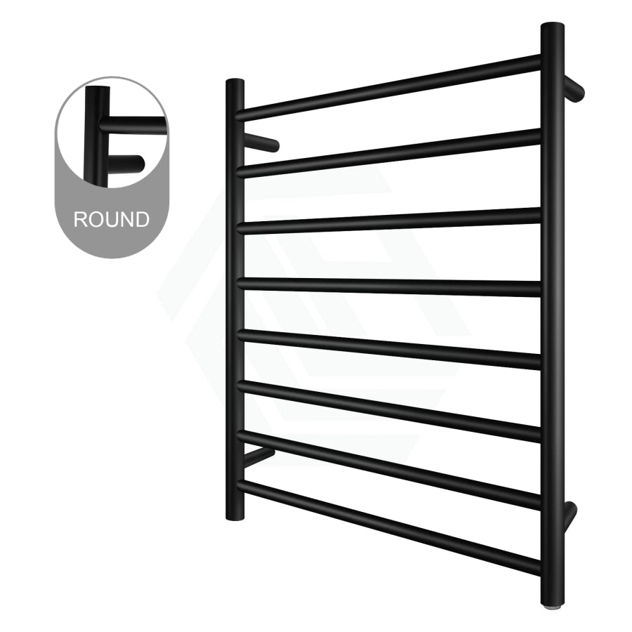 Electric Heated Towel Rail Round 8 Bars Matt Black