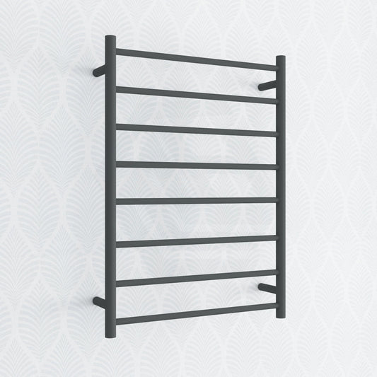 820X600X120Mm Round Black Electric Heated Towel Rack 8 Bars Stainless Steel