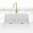 828X450X255Mm Gloss White Greenwich Fireclay Farmhouse Sink Double Bowls Kitchen Laundry Butler