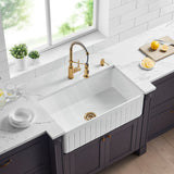 828X450X255Mm Gloss White Greenwich Fireclay Farmhouse Sink Single Bowl Kitchen Laundry Butler Sinks