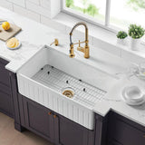 828X450X255Mm Gloss White Greenwich Fireclay Farmhouse Sink Single Bowl Kitchen Laundry Butler Sinks