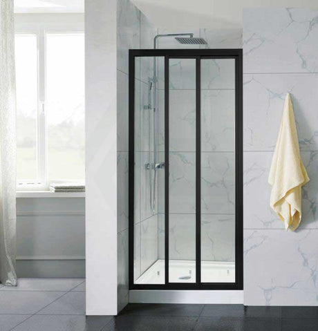 830-1030Mm Wall To Sliding Shower Screen Matt Black Framed 3 Panels Doors 6Mm Glass Screens