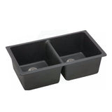 838X476X241Mm Black Kitchen Laundry Sink Granite Stone Under Mount Double Bowls