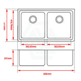 838X477X241Mm White Kitchen Sink Granite Stone Under Mount Double Bowls Sinks