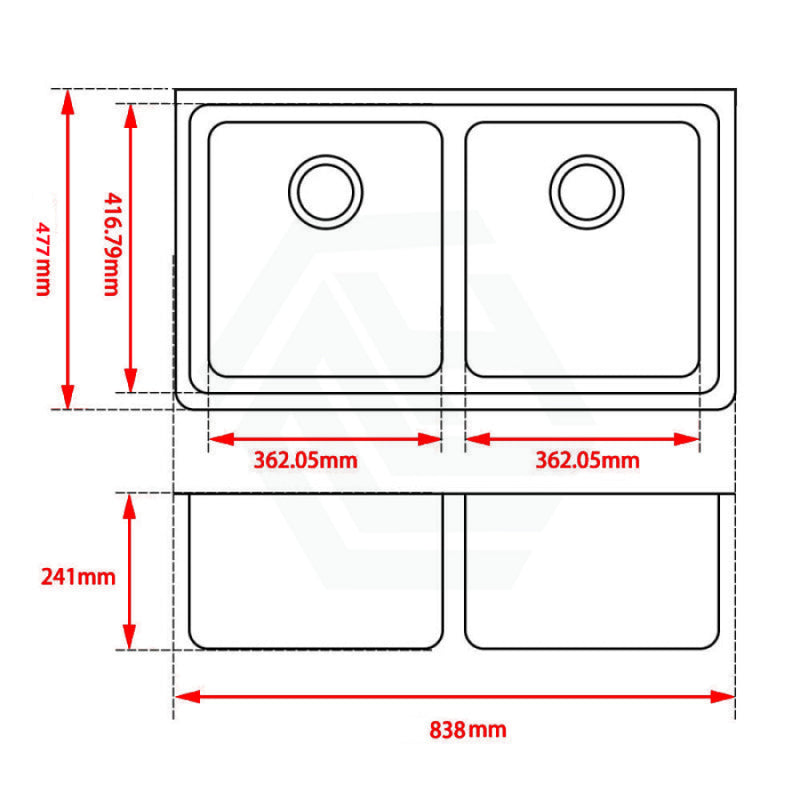 838X477X241Mm White Kitchen Sink Granite Stone Under Mount Double Bowls Sinks