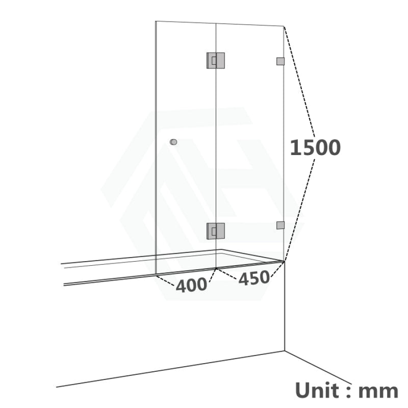 850/1000X1500Mm Fixed & Swing Bathtub Shower Screen 10Mm Tempered Glass Frameless Panel Chrome