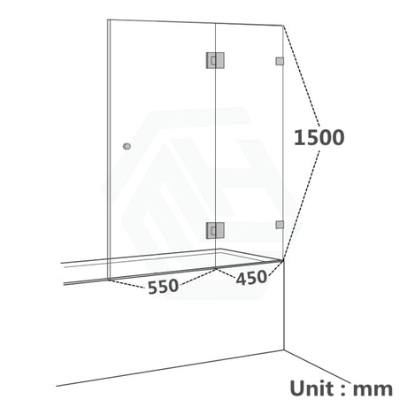 850/1000X1500Mm Fixed & Swing Bathtub Shower Screen 10Mm Tempered Glass Frameless Panel Chrome