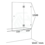 850/1000X1500Mm Fixed & Swing Bathtub Shower Screen 10Mm Tempered Glass Frameless Panel Matt Black