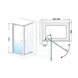 850-980X900X1900Mm Semi-Frameless Shower Screen Pivot Door L Shape Chrome Fittings 6Mm Glass