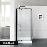 850-980X900X1900Mm Semi-Frameless Shower Screen Pivot Door L Shape Matt Black Fittings 6Mm Glass