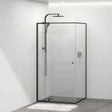 Tempered Glass Semi-frameless Shower Screen Pivot Door L Shape Black