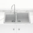 860X500X205Mm Carysil Concrete Grey Double Bowl Granite Kitchen Laundry Sink Top/flush/under Mount