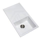 860X500X205Mm Carysil White Single Bowl With Drainer Board Granite Kitchen Laundry Sink