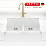 Granite Butler Sink Double Bowls 864mm White