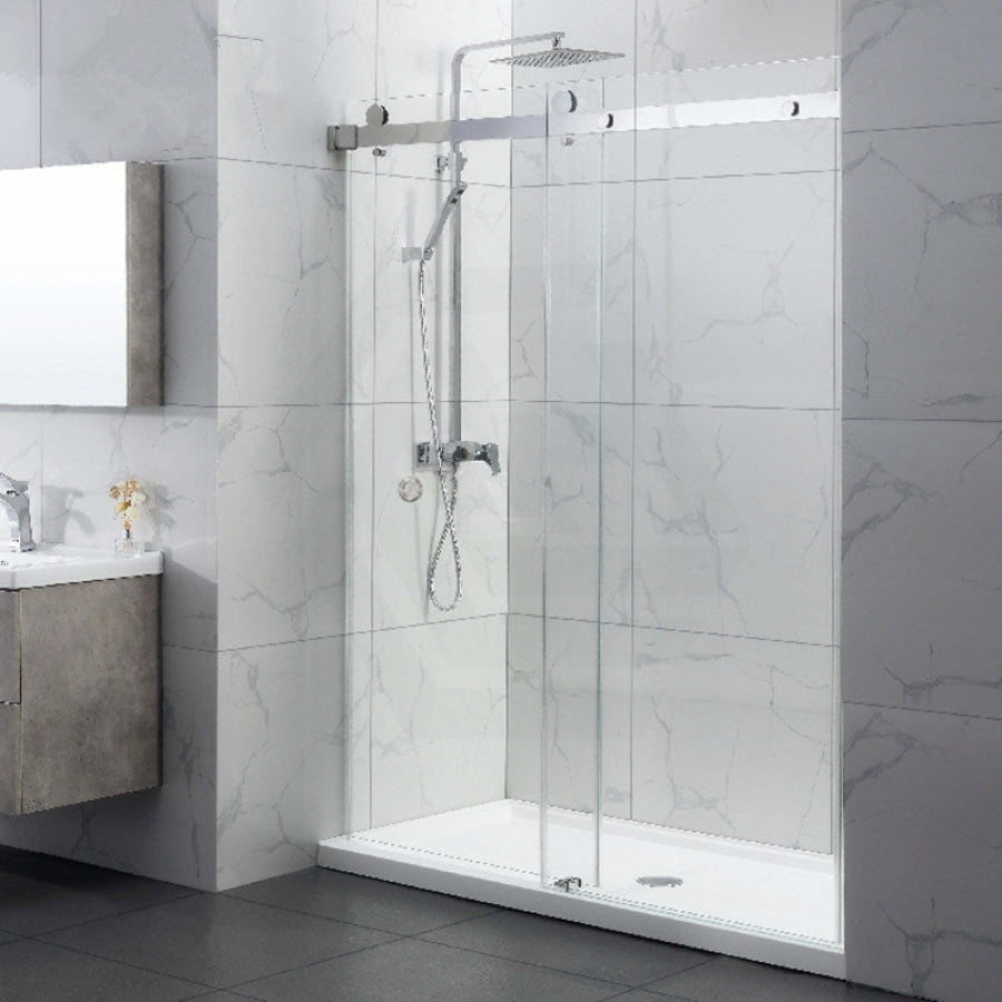 870-1180X2000Mm Wall To Sliding Shower Screen Frameless Chrome Stainless Steel Square Rail 10Mm