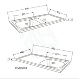 890x460x22mm Citi Stainless Steel Top/Undermount Single Bowl Kitchen/Laundry Sink Top