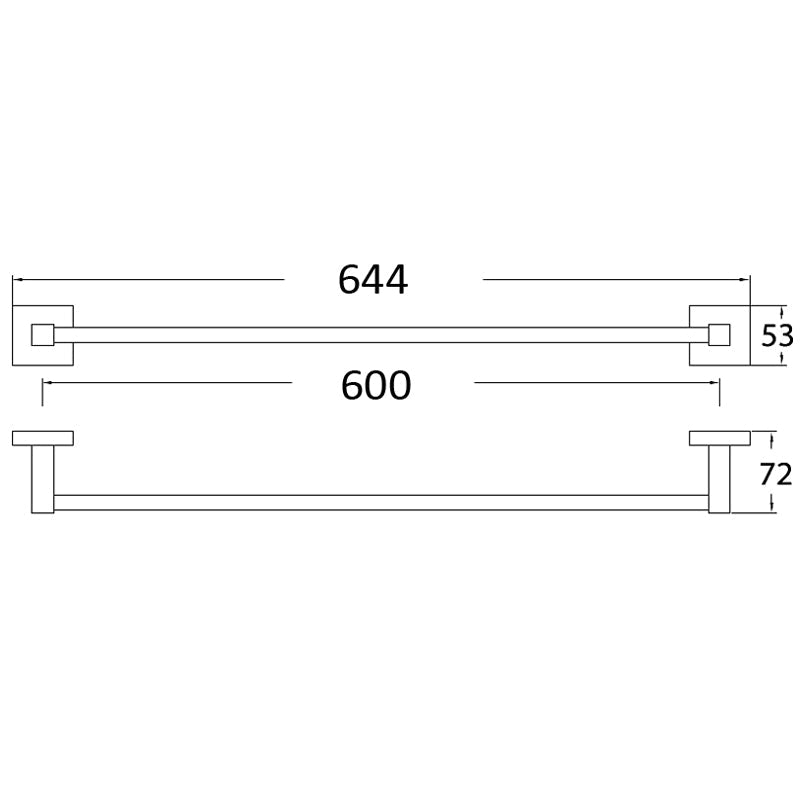 Sara 600Mm Chrome Single Towel Rail Brass Wall Mounted Rails