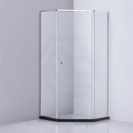 900/1000Mm Diamond Shape Shower Screen Pivot Door Chrome Semi-Frameless 6Mm Glass 1900Mm Height