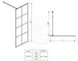 900-1000X2000Mm Black Fully Framed Shower Screen Grid Lattice Single Door Fixed Panel Walk-In 6Mm