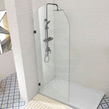 900/1000X2200Mm Arch Frameless Shower Screen Fixed Panel Tempered Glass Matt Black