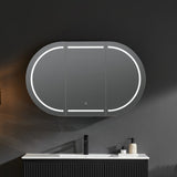 900/1200/1500Mm Ceto Olivia Matt Black Oval Led Shaving Cabinet Frontlit Cabinets