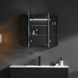 900/1200/1500Mm Ceto Olivia Matt Black Oval Led Shaving Cabinet Frontlit Cabinets