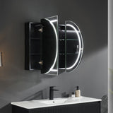 900/1200/1500Mm Ceto Olivia Matt Black Oval Led Shaving Cabinet Frontlit Cabinets