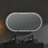 900/1200/1500Mm Ceto Olivia Matt Black Oval Led Shaving Cabinet Frontlit Cabinets