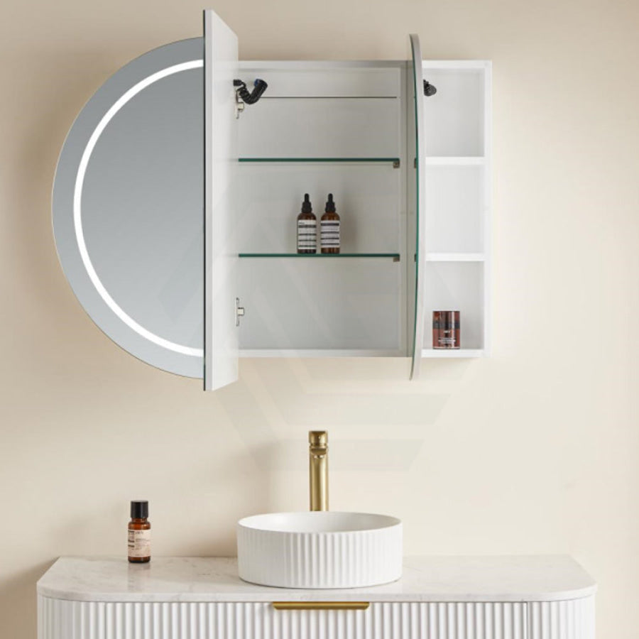 900/1200/1500Mm Ceto Olivia Matt White Oval Led Shaving Cabinet Frontlit Cabinets