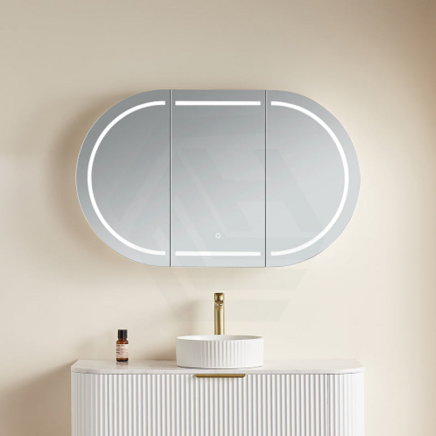 900/1200/1500Mm Ceto Olivia Matt White Oval Led Shaving Cabinet Frontlit Cabinets