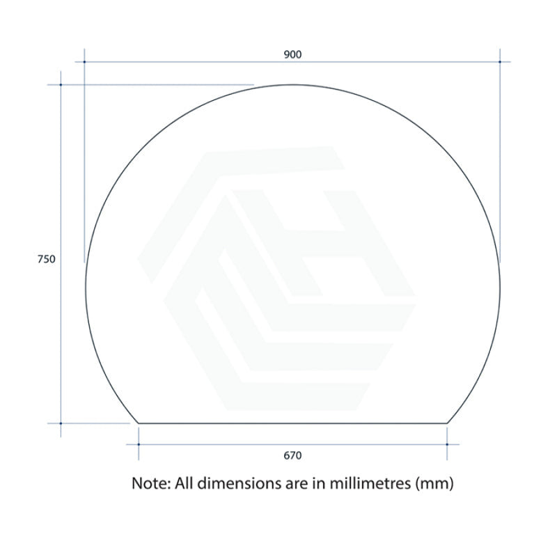 900/1200/1500Mm Hamilton D-Shaped Polished Edge Mirror Glue To Wall Demister Available Frameless