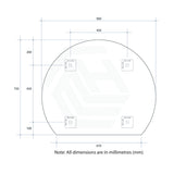 900/1200/1500Mm Hamilton D-Shaped Polished Edge Mirror Glue To Wall Or Hangers Demister Available